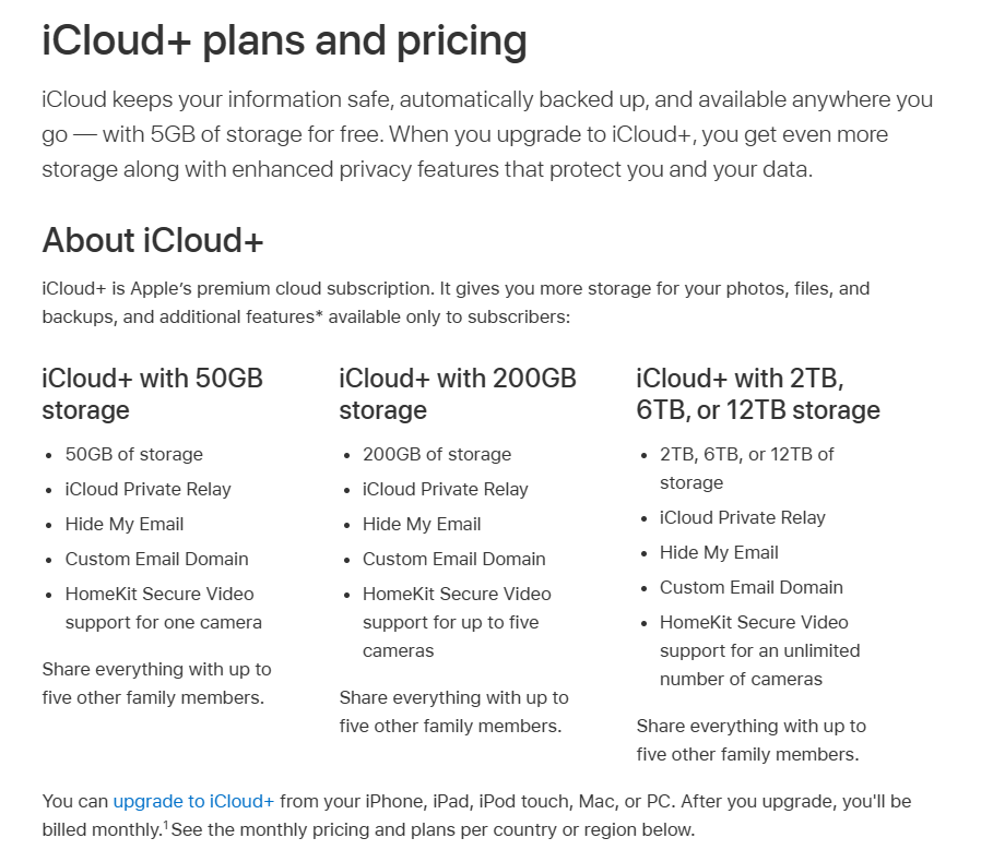 iCloud Pricing Pg