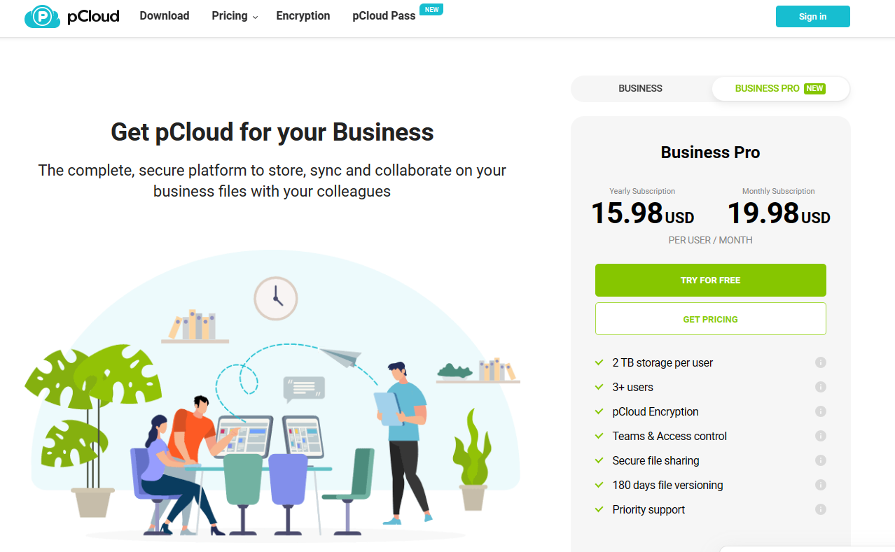 pCloud Pricing page
